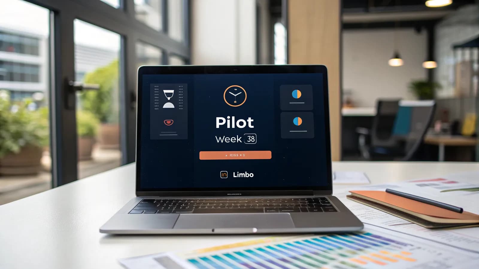 AI PoC Purgatory 2026 — marketing AI pilot stuck in limbo between proof-of-concept and production, dark SaaS illustration